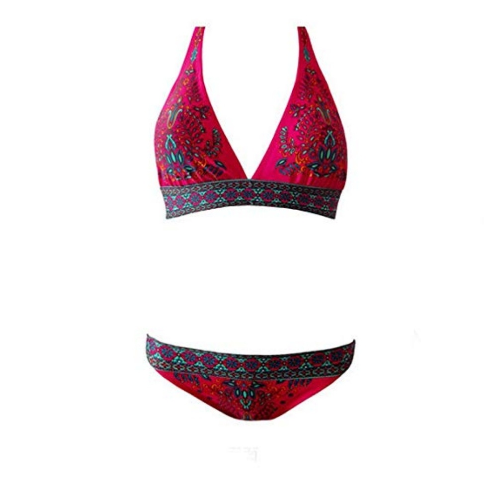  **HP ** Red Boho Print Bikini - Picture 2 of 3